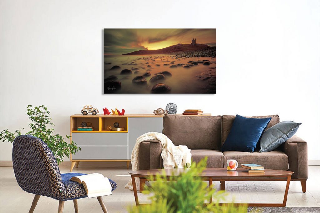 Dunstanburgh Castle sunrise print and canvas