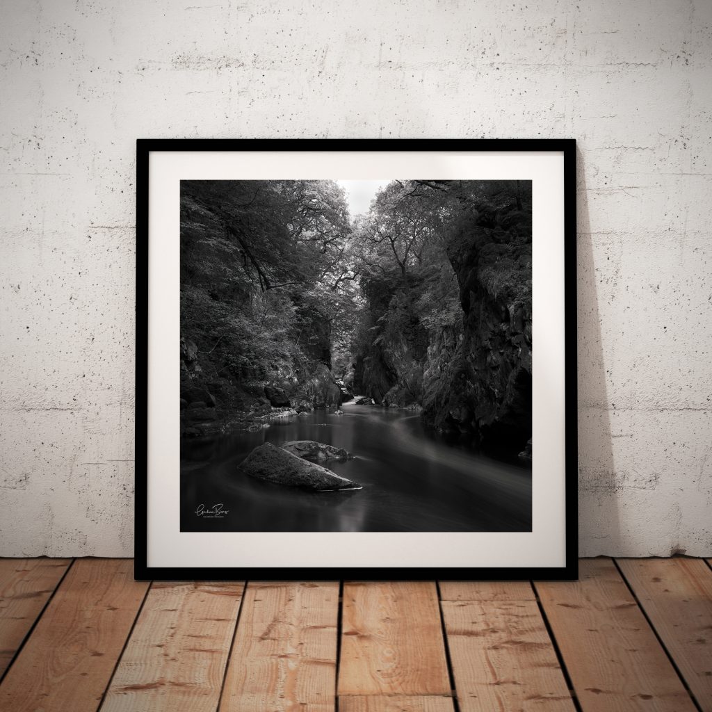 Fairy Glen Betws-y-coed Wales Black and White framed